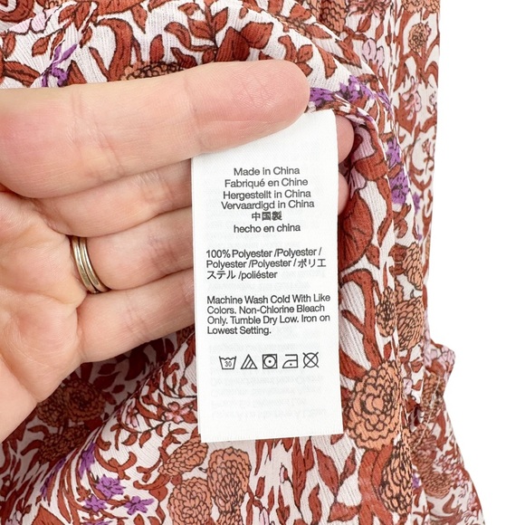 J. CREW Ruffle Ditzy Floral Chiffon Long Sleeve Blouse in Fete Floral NWT Small - Picture 11 of 14